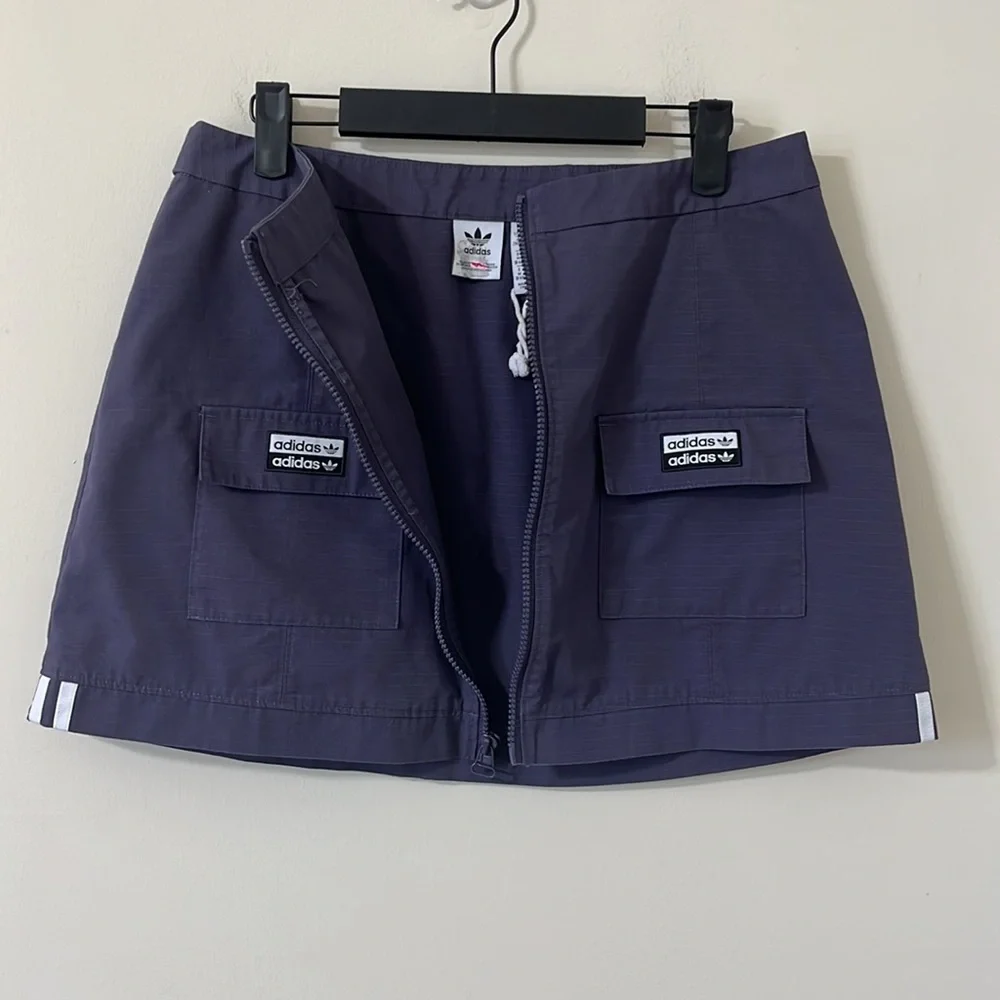 Adidas Originals Reveal Your Voice Ripstop Zip-Front Mini Skirt Purple Size M